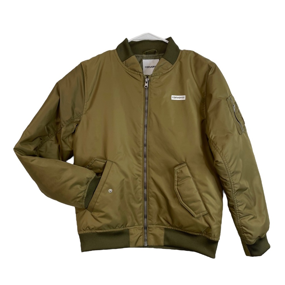 CONVERSE Green Varsity Nylon Bomber Jacket Boys Size: L (12-13 YRS)‎